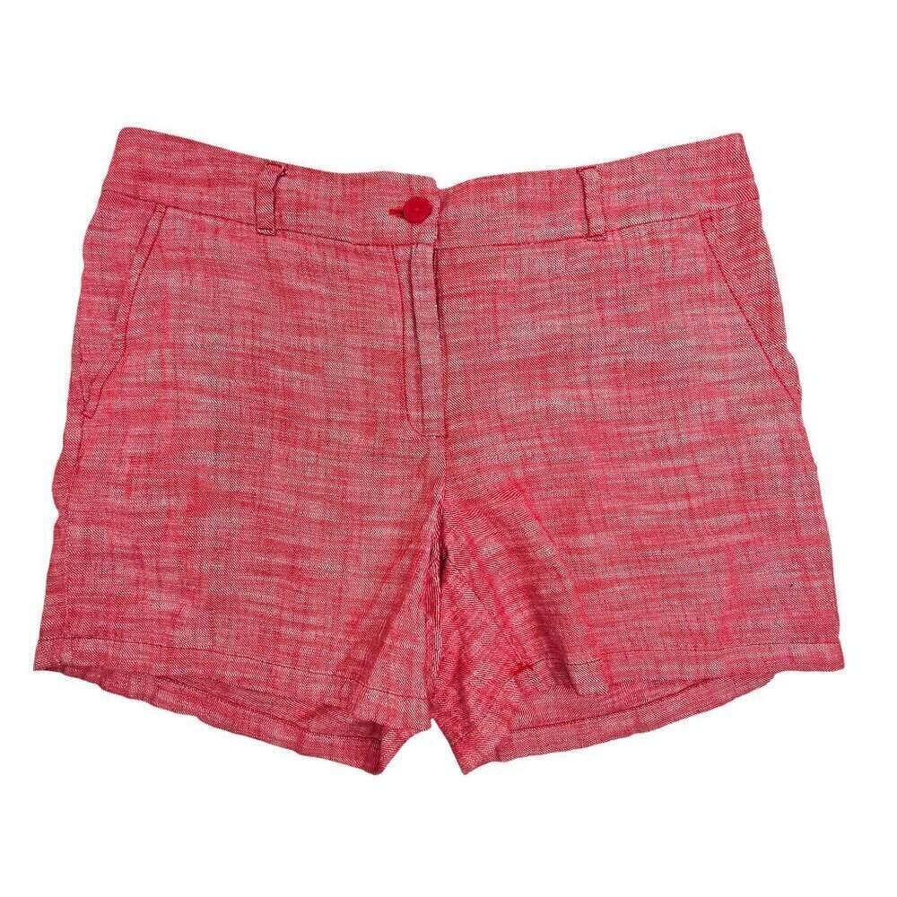LOFT Red Mid-Rise 6" Woven Flat Front Comfy Shorts